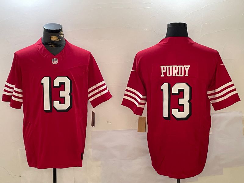 Men San Francisco 49ers #13 Purdy Red Three generations 2024 Nike Vapor Limited NFL Jersey style 5